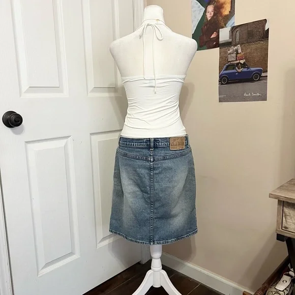 Y2K Denim Medium Wash Knee Length Skirt - Picture 4 of 5